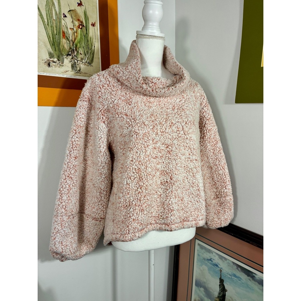 Lululemon Oh So Sherpa Pullover M/L Pink Cream Fleece Funnel Neck